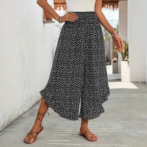Casual polka dot loose high waist waist thin wide leg pants m302764