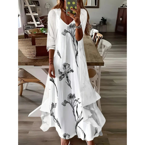 Women's inner dress two-piece floral print dress m302894