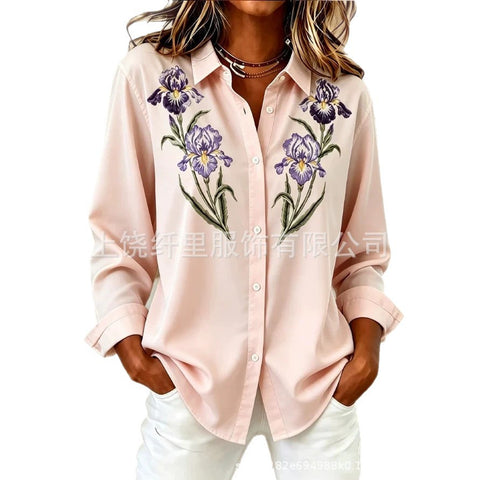 Floral digital printing long-sleeved French spring and autumn casual and comfortable women's clothing FF303099