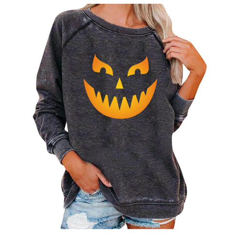 Halloween Fun Print, Women's Crew Neck Long Sleeve Sweater M800011