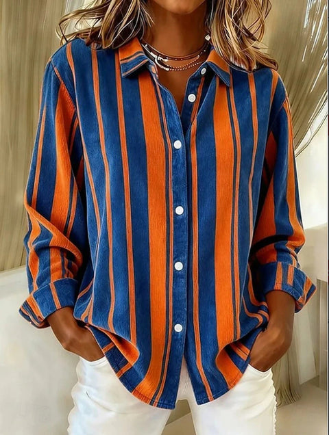 Long Sleeve Button Shirt Plaid Printed Women's Button Shirt FF303365