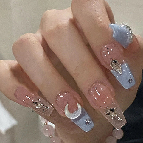 Elegant and fresh temperament wind manicure ice transparent rhinestone removable wearable nail m5010688