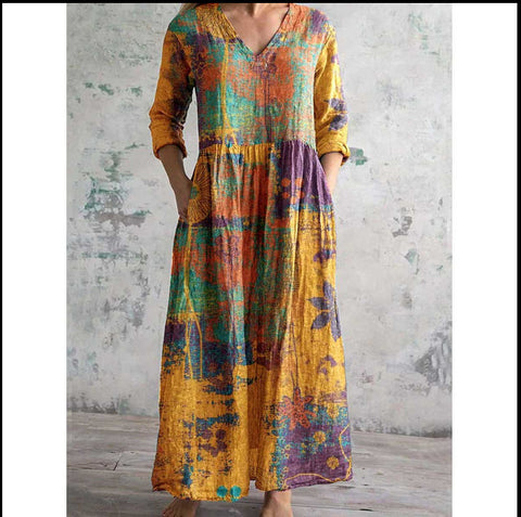 3D printing Amazon European and American summer casual loose long-sleeved dress m301729