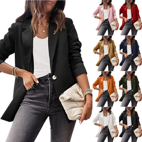 Women's solid color casual long-sleeved small suit OL temperament professional slim top m300430