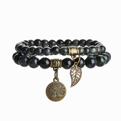 Tree of Life Leaf Pendant Set Bracelet Colorful Tiger Eye Amethyst Agate Bracelet m3331289