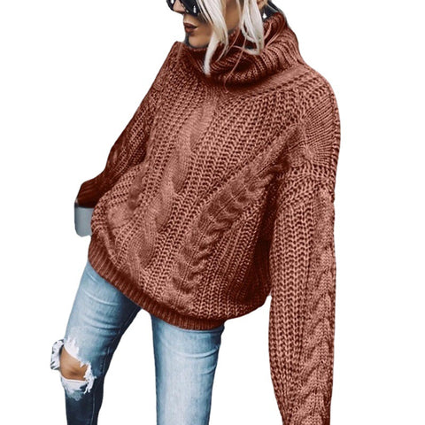 Sweater women's solid color turtleneck knitted top m300512