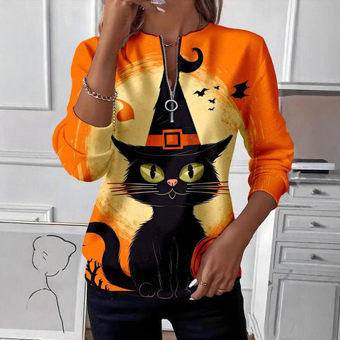 Printed shoulder sleeves long sleeves sweater m302295