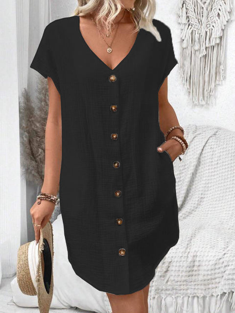 Summer simple V-neck button dress women's vest skirt m301482