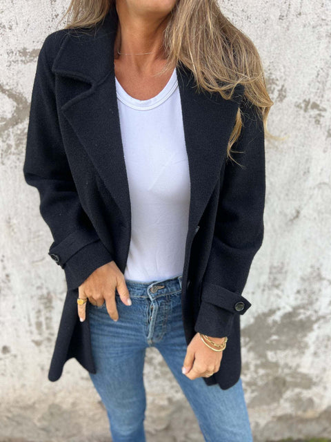 Autumn and winter new women's woolen jacket casual loose lapel fake pocket cardigan m300613