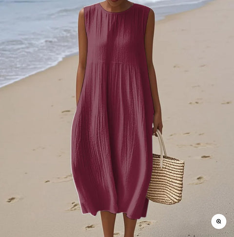 New sleeveless casual printing temperament long dress dress slim fit small fresh m302083