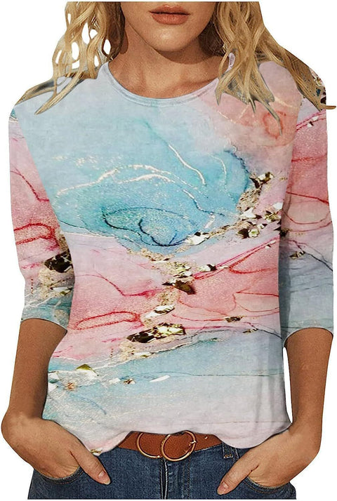 Crew neck print solid color T-shirt m300770