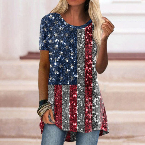 Popular round neck casual ethnic style retro printed short-sleeved T-shirt m301756