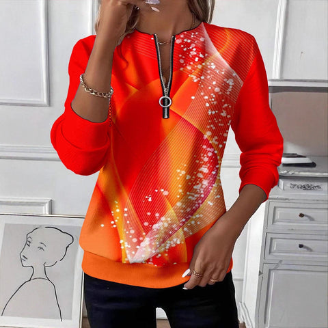 Printed shoulder sleeves long sleeves sweater m302295
