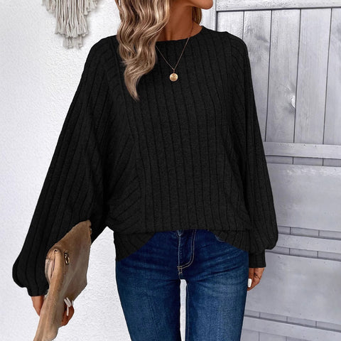 Autumn and Winter Comfortable Casual Pullover Batman Crew Neck Long Sleeve Knitted Top Lazy Women m301940
