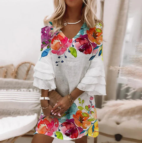 3D digital printing V-neck sleeveless dress m301223
