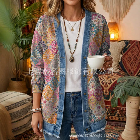 3d digital printing loose hooded sweatshirt cardigan outwear ff303279