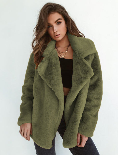 Fashion autumn and winter style plush lapel women's woolen coat women's m302193