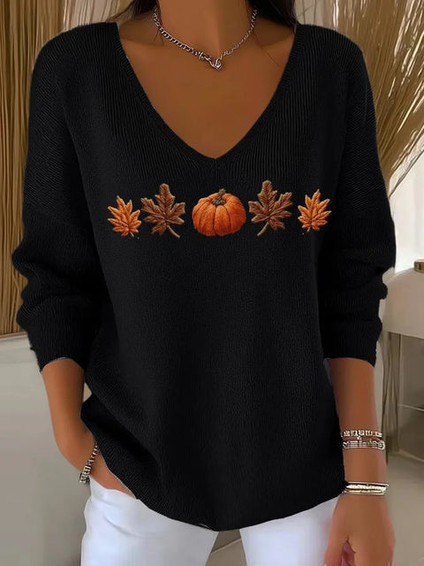 Shoulder V-Neck Long Sleeve Pullover 3D Digital Printing Women's Top T-Shirt m301684