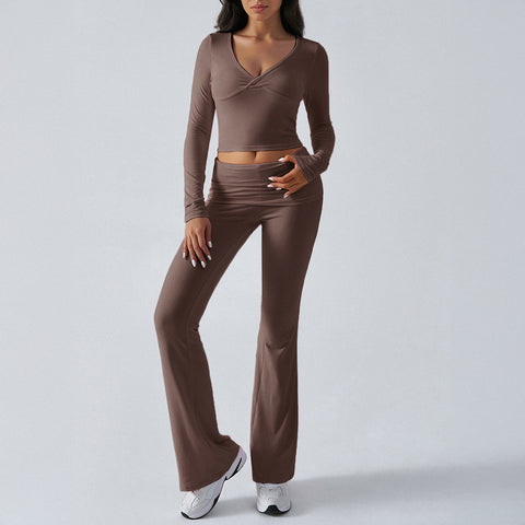 women's clothing Amazon casual sports slim-fit knitted long-sleeved trousers two-piece set m301817