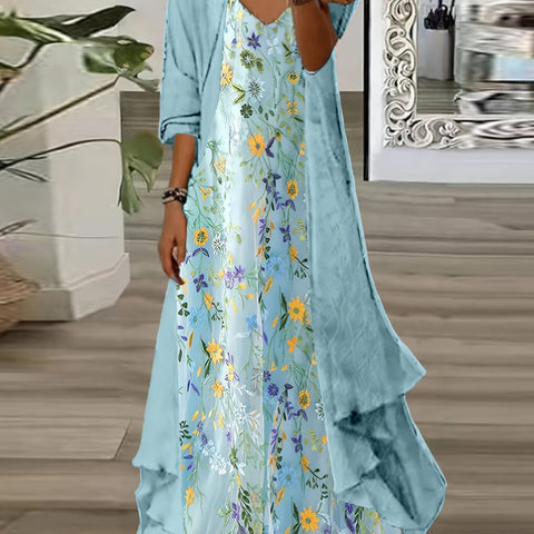 Women's inner dress two-piece floral print dress m302894