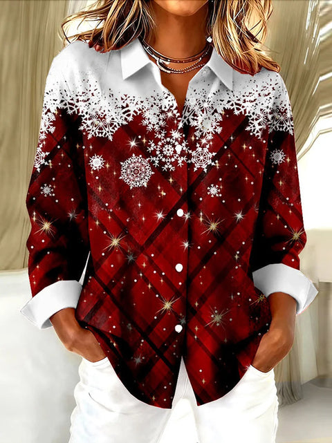 Women's autumn shirt new European and American trend plaid printing 3D shirt m302175