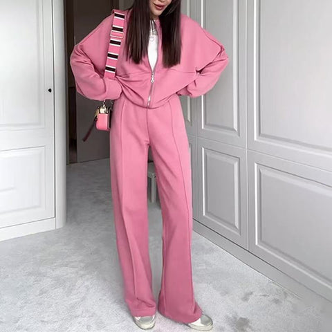 Winter velvet women's suit women's solid color sweater casual suit m301676