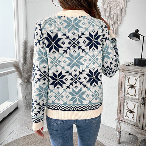 Casual women's pullover jacquard sweater m300787