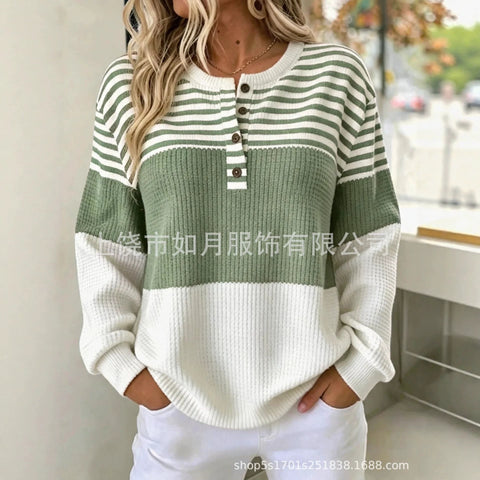 3D printed 4-button loose women's sweater FF303282