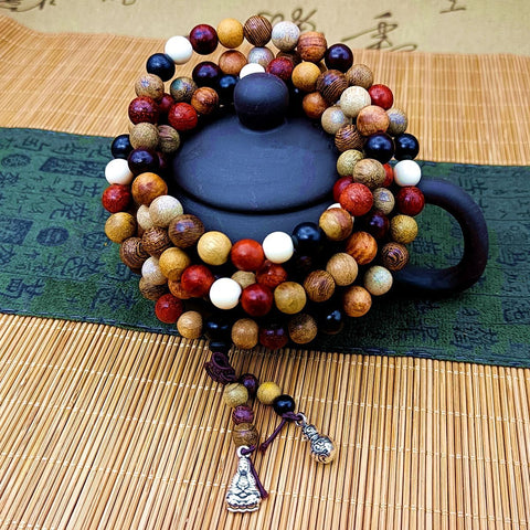 Guofeng 108 bracelets, sandalwood bead bracelets, various handheld Chinese knot rosary beads m3331293