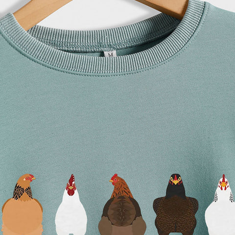 Crew neck long sleeve ten chickens footprint left and right hand print casual fashion sweater women m301720