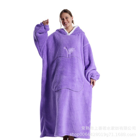Long loungewear wearable lazy TV blanket double-sided comfortable cotton lint nightgown m302148