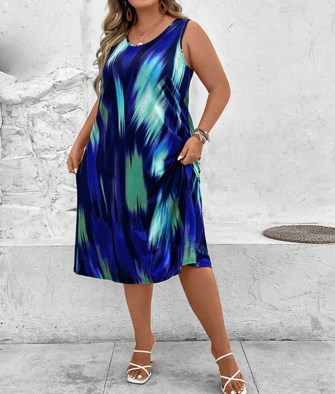 Trend printing large size women's dress women's m302341