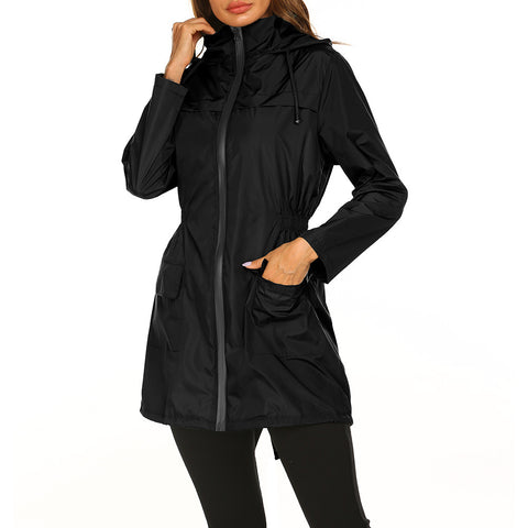 Women's new outdoor jacket, waist hooded light and thin rainproof raincoat jacket m301831