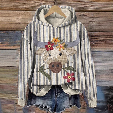 Printed Animal Pattern 3D Digital Printed Women's Hooded Long Sleeve Sweater FF303360