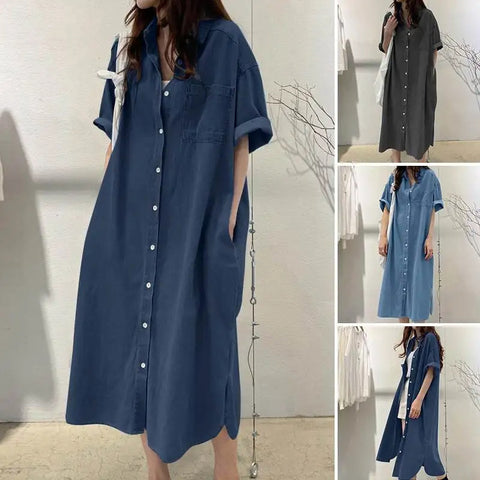 Denim long skirt Amazon new shirt collar denim casual skirt long skirt m301969
