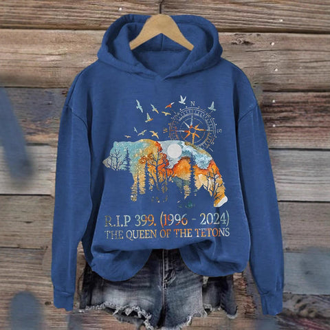 Printed Animal Pattern 3D Digital Printed Women's Hooded Long Sleeve Sweater FF303360