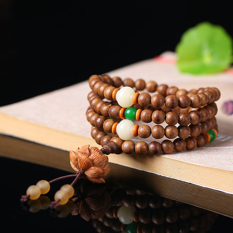 Kalimantan agarwood bracelet, sweet fragrance agarwood necklace, sweater chain, simple agarwood 108 Buddha beads m3331317