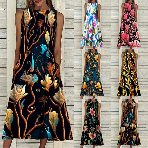 Vest print elegant plus size dress m301207