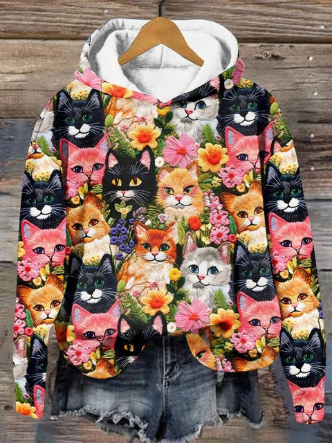 Printed Animal Pattern 3D Digital Printed Women's Hooded Long Sleeve Sweater FF303360