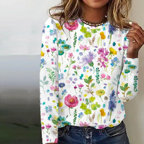 Creative flower 3D digital printing casual trend crew neck T-shirt m302222