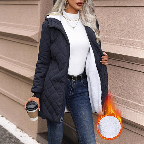 New hooded cotton-padded clothes women's velvet lamb wool cotton clothes thin cotton jackets trendy m301986