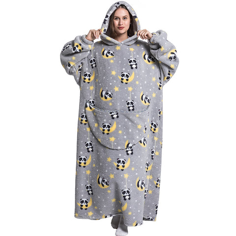 Blanket hoodie wearable blanket lazy sweater extended m302147