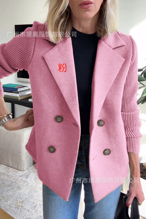 Women's fashion temperament woolen splicing jacket m302098
