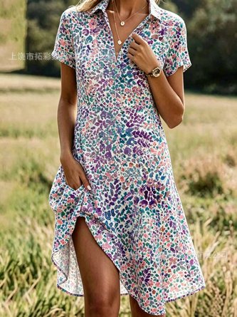 Holiday style print dress medium and long dress m302774