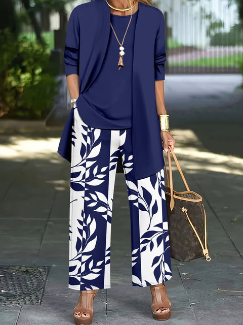 Jacket with vest top and elegant slacks 3-piece women's set m302760