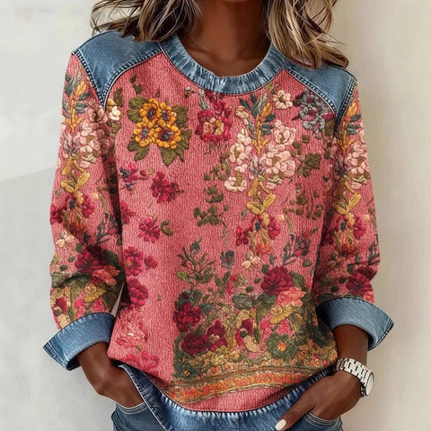 Ethnic style retro round neck women's sweater m302289