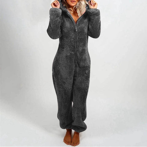 Fleece Thickened Fluffy Jumpsuit Hooded Pajamas m302166