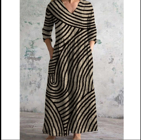 3D printing Amazon European and American summer casual loose long-sleeved dress m301729