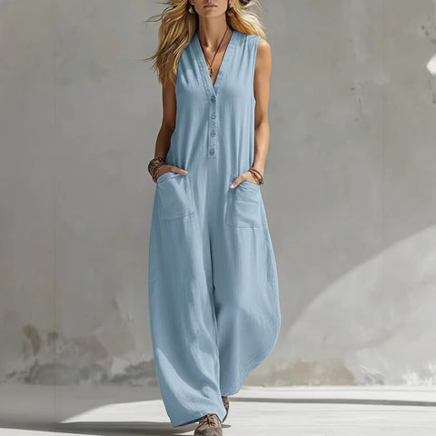 New spring and summer women's casual linen cotton sleeveless jumpsuit m302841