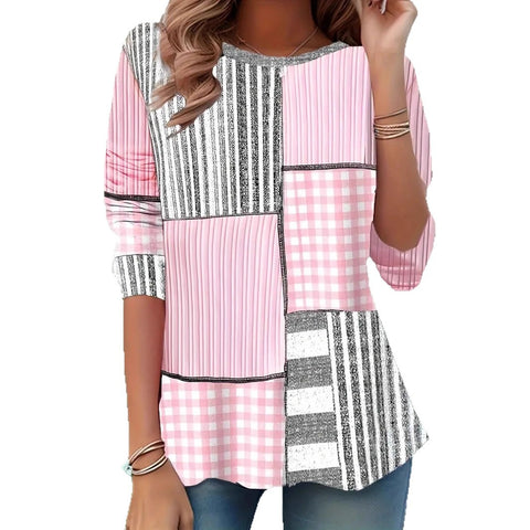 New high-end ethnic casual versatile long-sleeved crew neck T-shirt m301724